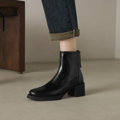 Womens Genuine Leather High-Heel Ankle Boots Fall Style For Seasons
