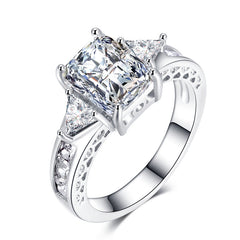 Elegant Square Zircon Copper Womens Ring