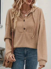Fall Hooded Sunken Stripe Long-sleeved Sweater