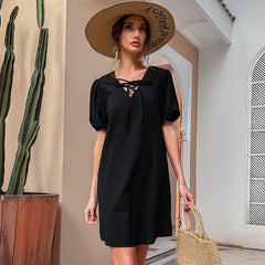Casual Cotton Linen Loose Strappy Dress