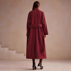 Double-breasted Long Wool Coat With Suit Collar