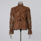 Retro 3D Floral Lace Long-Sleeved Shirt