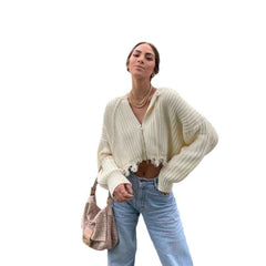 Hooded Tassel Zipper Sweaters Coat