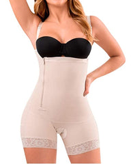 Shapewear Side Zipper Tummy Control Hip Lift Lace Ajustable Shoulder Strap Bodysuit Butt LiFter