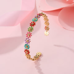 Ins Oil Dripping Color Flower Stainless Steel Bracelet