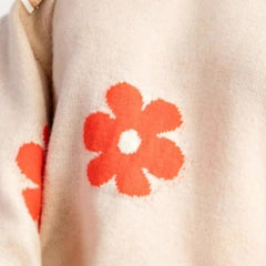 Flower Jacquard Contrast Color Elegant Knitted