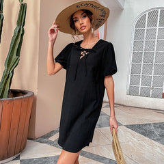 Casual Cotton Linen Loose Strappy Dress