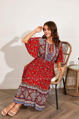 Fat Dresses V Neck Print Beach Dress