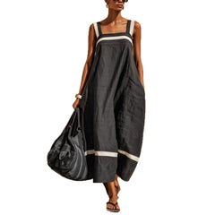 Strap Contrast-Color Womens Casual Loose Dress
