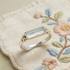 Geometric Quadrilateral Diamond-Encrusted Ring