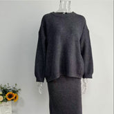 Knitted Overskirt Suit Sweater Split Hip Skirt Elegant