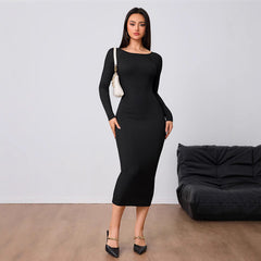 Simple Dress Backless Bodycon Midi Skirt