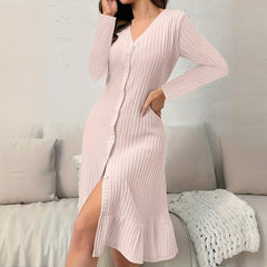 V-Neck Bodycon Midi Dresses
