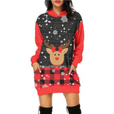 Casual Printing Christmas Holiday Party Sweater Dress