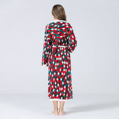 Christmas Sleepwear Fleece Hooded Bathrobe Plush Long Robe Winter