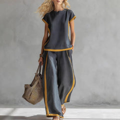 Womens Shirt Top And Trousers Two-piece Set