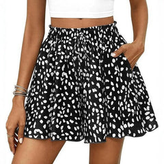 High-waisted Floral Print A-line Shorts Womens Casual Loose Shorts
