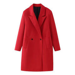 Double Breasted Long Red Overcoat