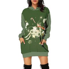 Casual Printing Christmas Holiday Party Sweater Dress