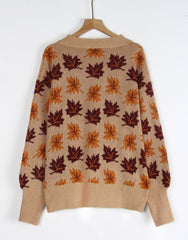 Jacquard Round Neck Pullover Sweater