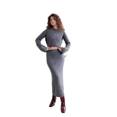 High-grade Off-shoulder Sweater Suit Bag Hip Bottoming Skirt