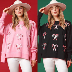 Christmas Round Neck Sequins Pullover Sweater