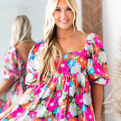 Holiday Puff Sleeve Dress Women