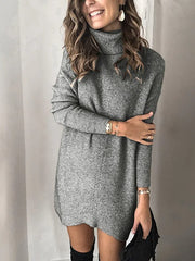 Knitwear Two Lapels Hollow Pullover Sweater Dress