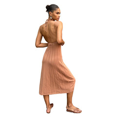 American Knitted Pleated Dress Women