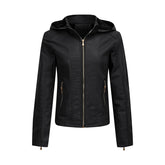 Plush Thickened Hooded Coat Slim Zipper Leather Jacket With Pockets Long Sleeve Outwear Tops For Womens Clothing