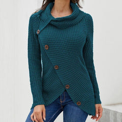 Pullover Button High Lapel Pullover Sweater