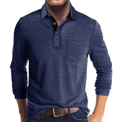Mens Long-sleeve Lapel T-shirt Base Layer Top