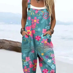 Floral Element Print Casual Jumpsuit