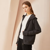 Fall Coat Double Zipper Hooded Long Sleeve Warm Cardigan Women