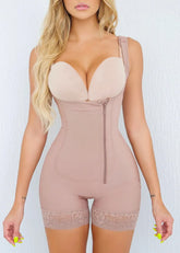 Thin Shoulder Straps Side Zipper Shaping Bodysuit For Open Bust Tummy Control Shapewear Recovery Belt Fajas