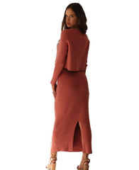Knitting color sweater dress split skirts