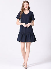 Pregnant Plus Size Dress Casual Short Sleeve Cotton And Linen