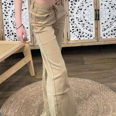 Retro Low-Waist Slimming Drapey Straight-Leg Pants