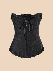 Brocade Sweetheart Corset With Ruffle Trim