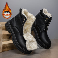 Mens Warm Western Cowboy Boots With Thick Sole In A Retro Style