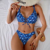 Printed Bikini Strap Split Swimsuit For Women