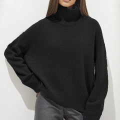 High Collar Loose Knitted Top Sweaters Clothing