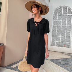 Casual Cotton Linen Loose Strappy Dress
