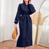 Slit Drawstring Mid-length Sweater Dress
