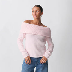 All-matching Sweet Off-shoulder Lapel Sweater