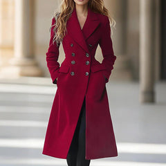 Double Breasted Long Coat Reversible Woolen Jacket