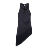 Sleeveless Tassel Dress Womens High-waisted