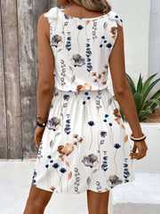 Sleeveless Floral Dress with Elastic Waistband