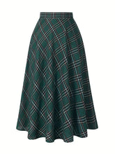 High Waist Casual Loose Plaid Midi Dress