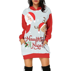 Casual Printing Christmas Holiday Party Sweater Dress